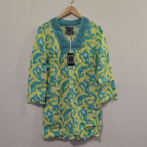 Sail to Sable Blue and Yellow Patterned Dress